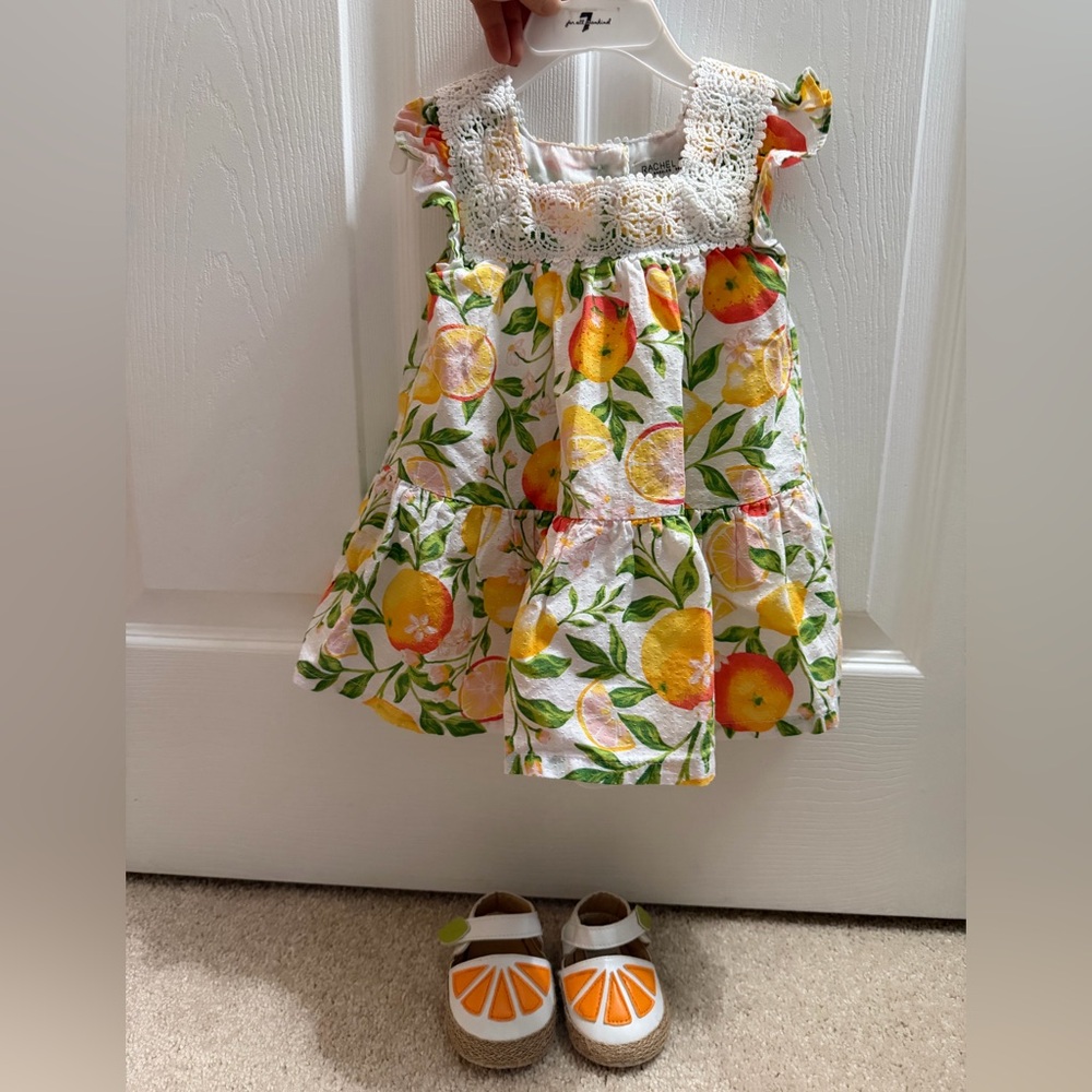 Floral Fruit Print Dress set with shoes
